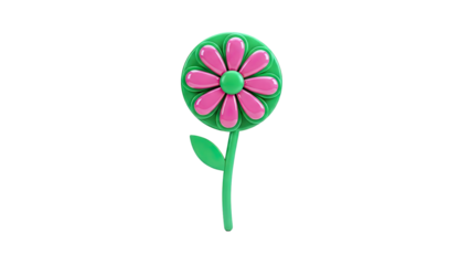 Green and pink cartoon flower
