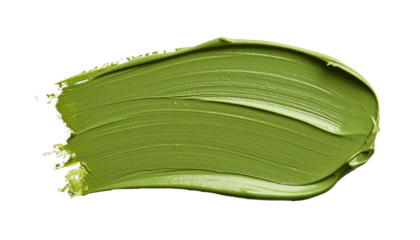 textured abstract olive color paint stroke isolated on transparent background, png