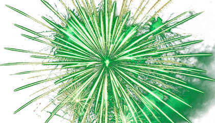 green firework isolated on transparent background, png