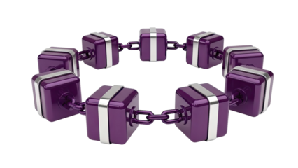 Purple Cubic Bracelet with Silver Bands