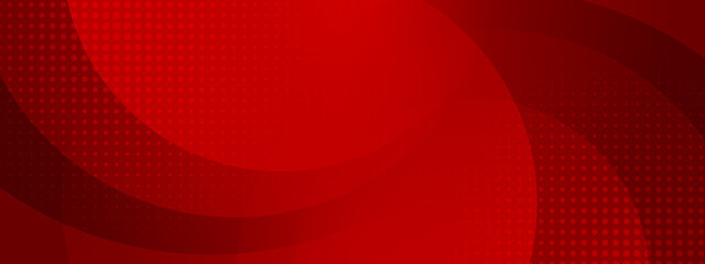 Obraz premium Bold red and dark crimson background featuring layered circles and halftone dot patterns