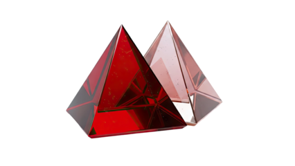 Two Geometric Pyramids: Red and Rose Gold