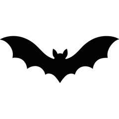 Fototapeta premium Bat silhouette in flight: A sleek black silhouette of a bat gracefully spreads its wings, captured mid-flight, a symbol of mystery, night, and Halloween.