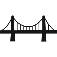 Obraz premium Suspension Bridge Silhouette: A bold silhouette of a sturdy suspension bridge, a timeless symbol of connection and engineering prowess, spanning a vast expanse.