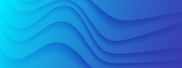 Fototapeta premium Abstract background featuring smooth flowing blue waves with soft shadows creating a layered paper cut effect