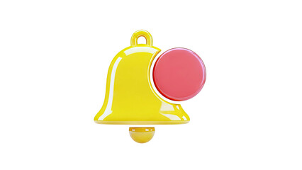 3D Rendered Yellow Bell Icon with Red Notification Dot