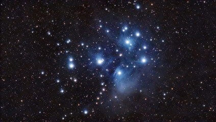 Sternenhimmel mit dem offenen Sternhaufen der Plejaden in einer klaren Nacht