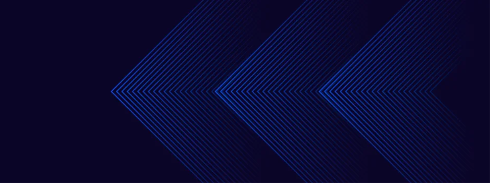 Minimalist dark blue background with thin neon blue lines forming arrow patterns