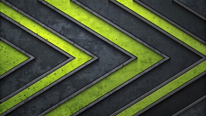 Dynamic abstract background with vibrant lime green geometric shapes and dark grunge texture
