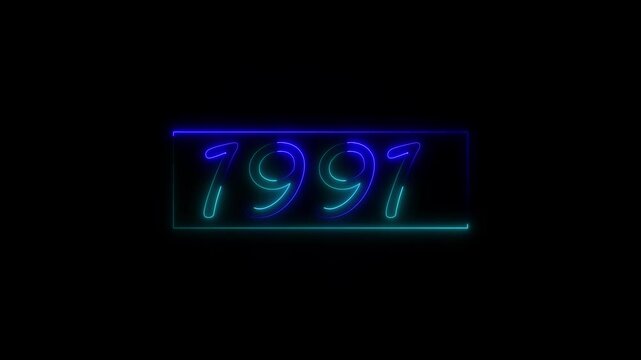 Neon text calendar 1991 Sal animation, glowing neon icon animation .Seamless looping video