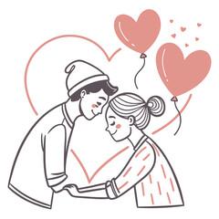 Obraz premium Love Connection Concept Illustration Minimal Flat (2) Vector Icon Illustration