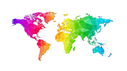 Polygonal World Map with Rainbow Gradient