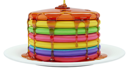 Rainbow Pancakes with Dripping Syrup