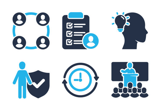 Human Resources and Efficiency icon set. Solid glyph series icons