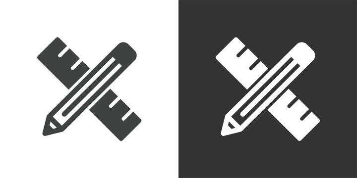 Pencil and Ruler aicon. Solid glyph series icon