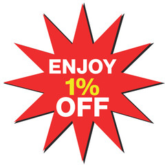 Enjoy 1 Percent Off Starburst Sale Tag White Background Keywords: sale, discount, offer