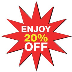 Enjoy 20 Percent Off Starburst Sale Tag White Background Keywords: sale, discount, offer