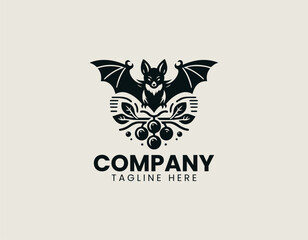 Flying fox fruit bat black vector logo illustrator