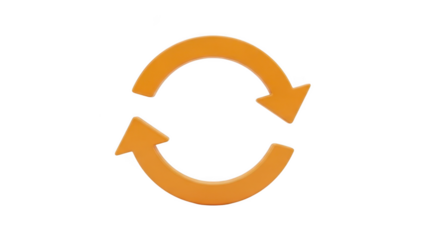 Orange circular arrow icon isolated on transparent background isolated on white background