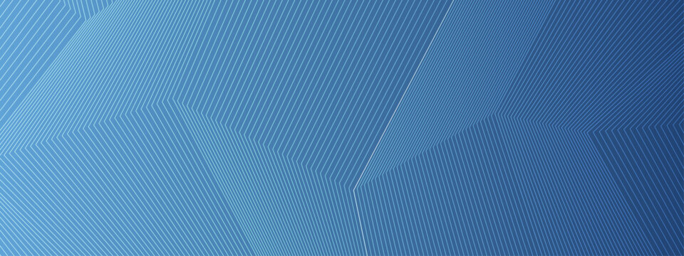 Deep blue gradient background with thin white technical lines forming a geometric zig zag pattern