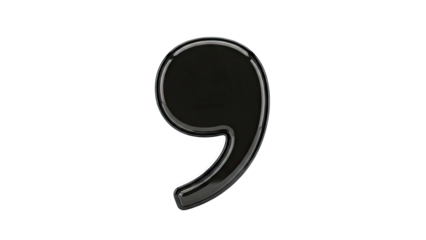 Glossy Black Comma Symbol
