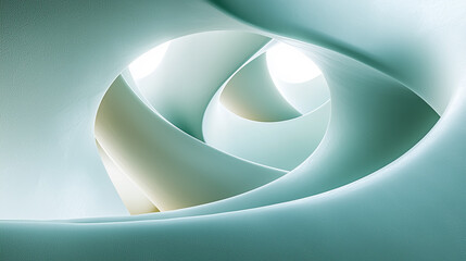 Futuristic Abstract Architecture: Surreal Curved Structures in Soft Pastel Hue