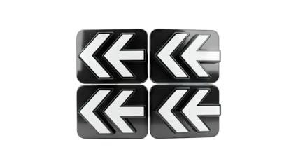 Four Black and White Left-Pointing Arrows