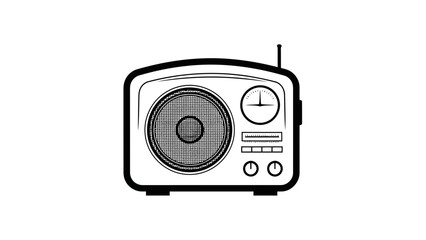 Vintage style radio illustration on white background
