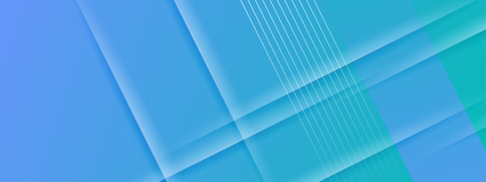 Clean blue and cyan abstract background featuring diagonal layers and thin white lines