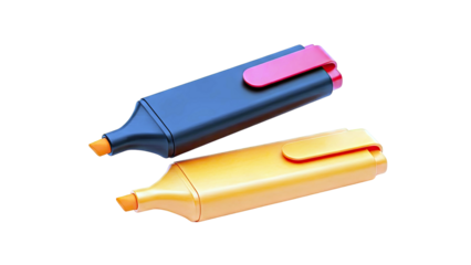 Two Highlighters: Black with Red Cap and Orange with Orange Cap