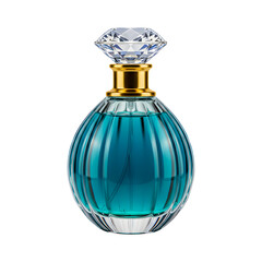 Elegant Blue Perfume Bottle with Diamond Cap