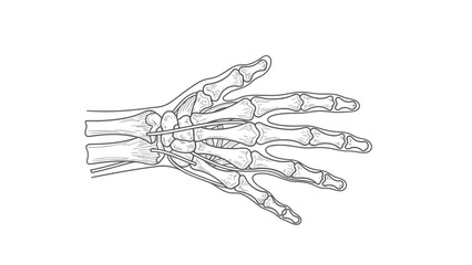 Detailed illustration of human hand bones and tendons