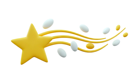 Yellow Star with Swirling Trails and Orbs