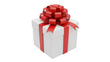 A Wrapped Present: A pristine white gift box, adorned with a vibrant red bow, symbolizing the anticipation and joy of gifting and receiving.