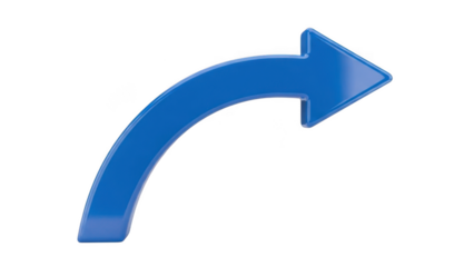 Blue curved arrow icon isolated on transparent background isolated on white background