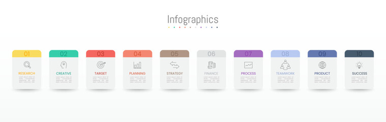 Infographic 10 options design elements for your business data. Vector Illustration.