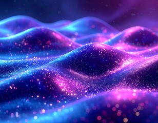Fototapeta premium Abstract, vibrant, undulating waves of light and sparkling particles