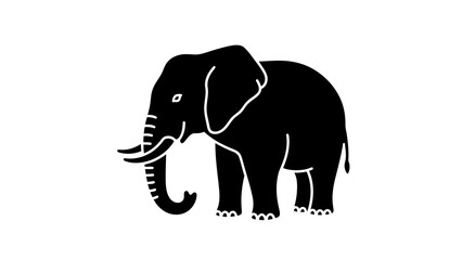 Fototapeta premium Simple black elephant illustration on white background