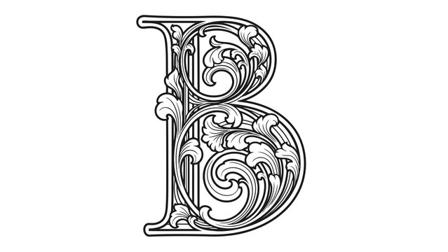 Beautiful decorative letter b with floral pattern