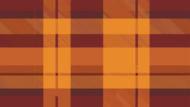Warm orange and brown plaid pattern background with horizontal and vertical intersecting lines for autumn textile.
