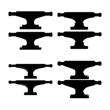 Modern skateboard truck icon pattern in bold black and white for extreme sports design