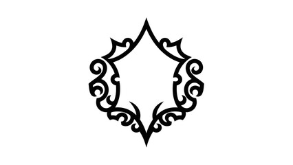 Elegant black floral frame on white background