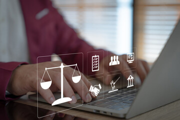 The business concept is legal consulting lawyers provide advice on business regulations and labor law.