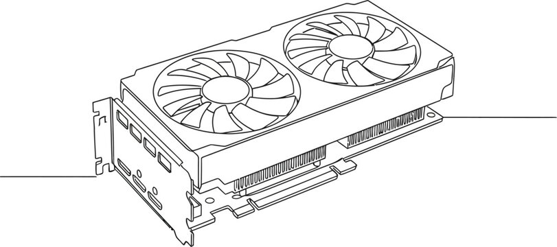 Minimal Line Art Graphics Card Illustration &ndash; Dual Fan GPU Outline
Dual-Fan Computer Graphics Card (GPU) for Gaming and Design
