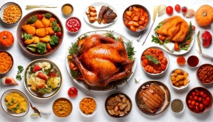 Fototapeta premium Festive Thanksgiving Feast - A Delicious Holiday Spread.