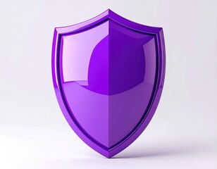Purple glossy shield icon on white