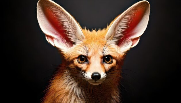 Close-up portrait of a Fennec fox with large ears.