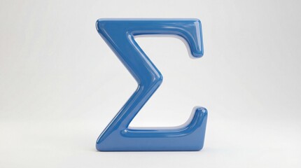 Blue Sigma Symbol on White Background Representing Summation and Mathematics.