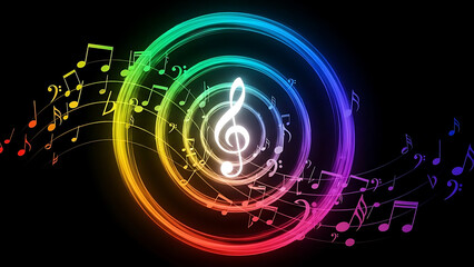 Fototapeta premium Modern Musical Concept with Glowing Neon Colors and Spiral Design