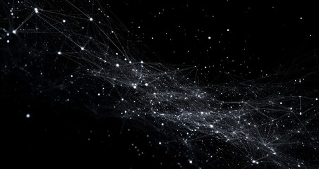 Interconnected Data Flow: An abstract representation of a complex network, with glowing nodes linked by ethereal lines across a dark expanse, symbolizing digital connectivity and data exchange.